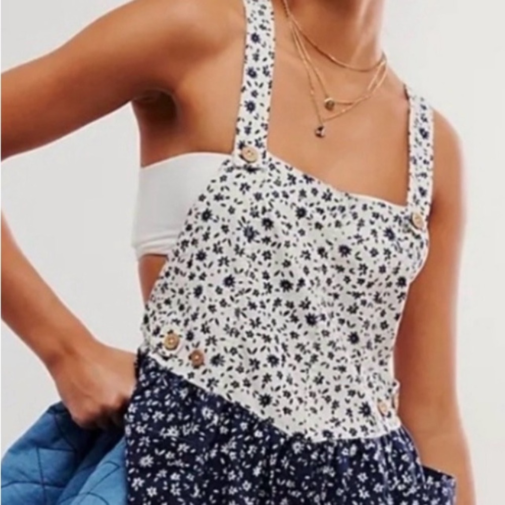 NWOT Free People Palm Bay Printed Shortalls LARGE